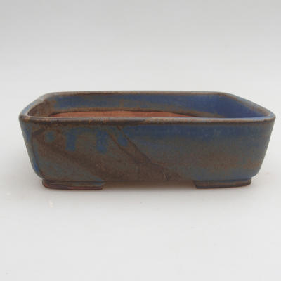 Keramik Bonsaischale 15,5 x 12,5 x 4,5 cm, braun-blaue Farbe - 1