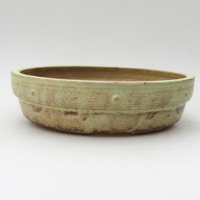 Keramik Bonsai Schüssel 20,5 x 20,5 x 5 cm, gelbe Farbe - 1