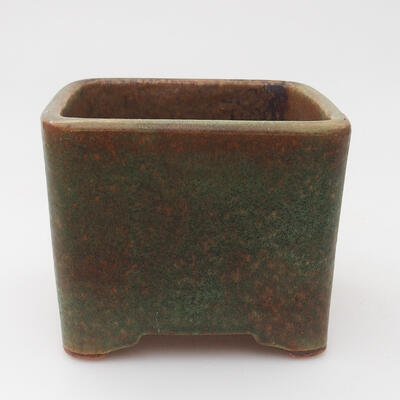 Bonsaischale aus Keramik 10 x 10 x 8,5 cm, Farbe bräunlich grün - 1