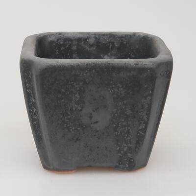 Bonsaischale aus Keramik 6,5 x 6,5 x 5 cm, Farbe schwarz - 1