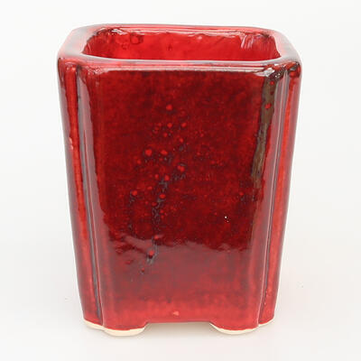 Bonsaischale aus Keramik 7 x 7 x 9 cm, Farbe rot - 1