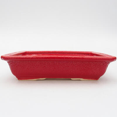 Keramik-Bonsaischale 18 x 13,5 x 4,5 cm, Farbe Rot - 1