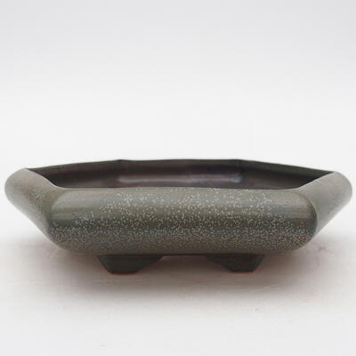 Keramik-Bonsaischale 17,5 x 15 x 3,5 cm, Farbe grau - 1
