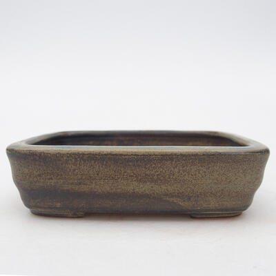 Keramik-Bonsaischale 11 x 8,5 x 3 cm, Farbe braun - 1