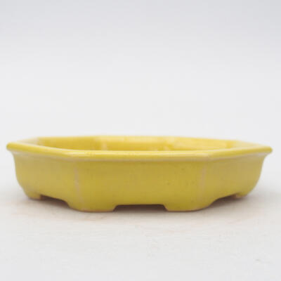 Keramik-Bonsaischale 12,5 x 11,5 x 2 cm, Farbe gelb - 1