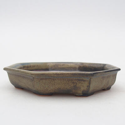 Keramik-Bonsaischale 12,5 x 11,5 x 2 cm, Farbe braun - 1