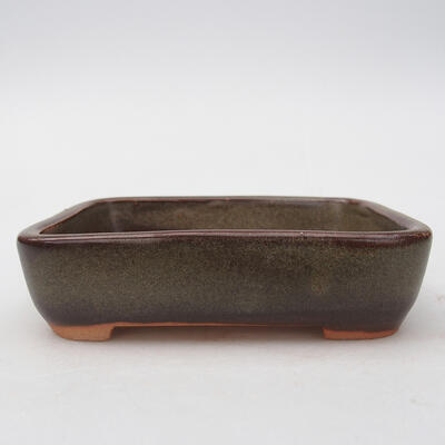 Keramik-Bonsaischale 12,5 x 9,5 x 3 cm, Farbe braun - 1