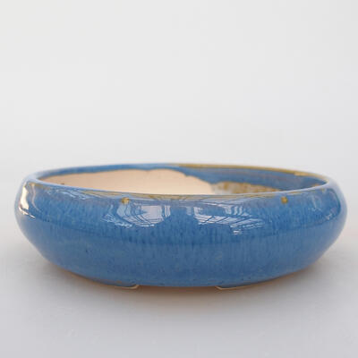 Keramik-Bonsaischale 9,5 x 9,5 x 2,5 cm, Farbe Blau - 1