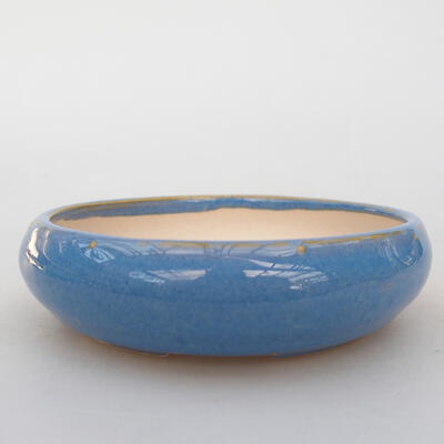 Keramik-Bonsaischale 9,5 x 9,5 x 2,5 cm, Farbe Blau - 1