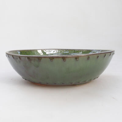 Bonsaischale aus Keramik 17 x 17 x 4,5 cm, Farbe grün - 1
