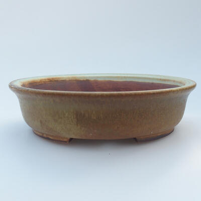 Keramik-Bonsaischale 15 x 14 x 4 cm, Farbe grün-braun - 1
