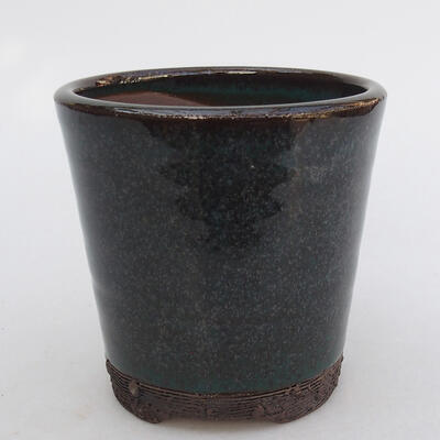 Keramik-Bonsaischale 9,5 x 9,5 x 9 cm, Farbe grün - 1
