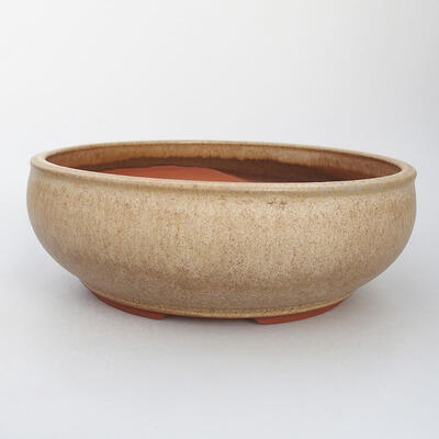 Keramik-Bonsaischale 19,5 x 19,5 x 6,5 cm, Farbe braun - 1