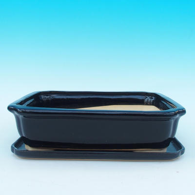 Bonsai-Schale und Tablett mit Wasser H 20, schwarz glänzend - 1