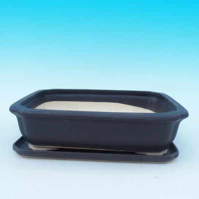 Bonsai-Schale und Tablett mit Wasser H 20, schwarz matt - 1