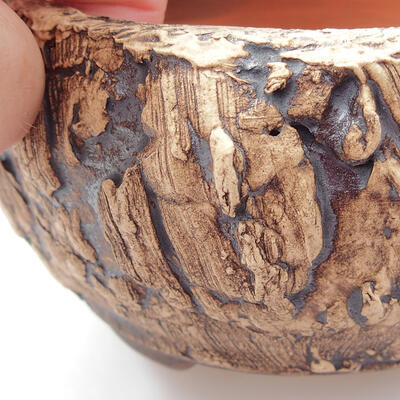 Keramik-Bonsaischale 9,5 x 9,5 x 5,5 cm, Farbe braun - 2