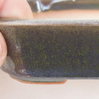 Keramische Bonsai-Schale 13 x 9,5 x 3,5 cm, braun-grüne Farbe - 2