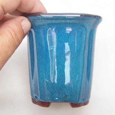 Bonsaischale aus Keramik 8,5 x 8,5 x 9,5 cm, Farbe Blau - 2