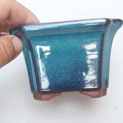 Bonsaischale aus Keramik 10,5 x 10,5 x 7,5 cm, Farbe blau - 2