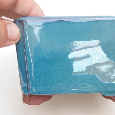 Bonsaischale aus Keramik 11 x 11 x 7,5 cm, Farbe blau - 2