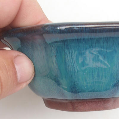 Bonsaischale aus Keramik 10,5 x 10,5 x 5 cm, Farbe Blau - 2