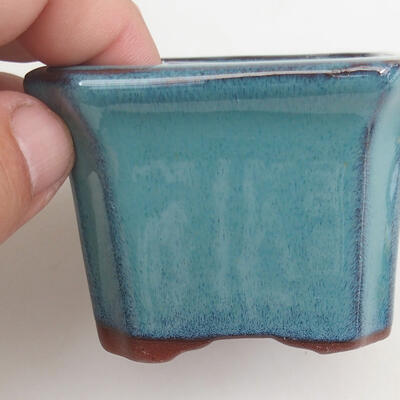 Bonsaischale aus Keramik 7 x 7 x 5 cm, Farbe blau - 2