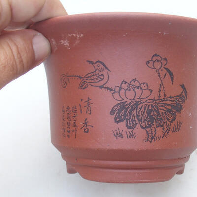 Bonsaischale aus Keramik 13,5 x 13,5 x 9 cm, Ziegelfarbe - 2