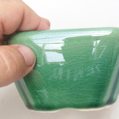 Bonsaischale aus Keramik 10 x 10 x 6 cm, Farbe grün - 2