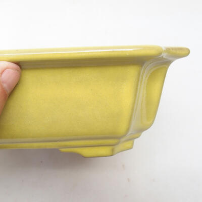 Bonsaischale aus Keramik 21,5 x 21,5 x 6,5 cm, Farbe gelb - 2
