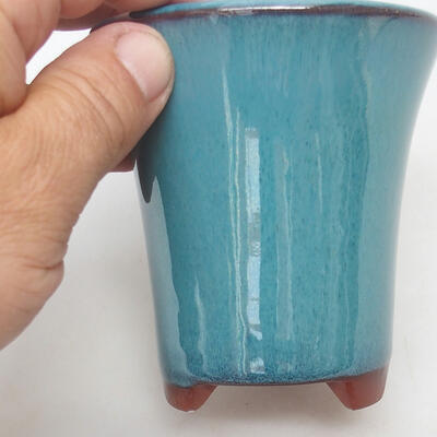 Bonsaischale aus Keramik 9 x 9 x 9,5 cm, Farbe blau - 2