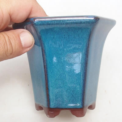 Bonsaischale aus Keramik 10 x 9 x 9 cm, Farbe blau - 2
