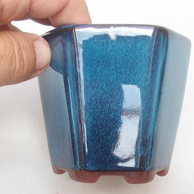 Bonsaischale aus Keramik 8,5 x 8 x 7,5 cm, Farbe blau - 2