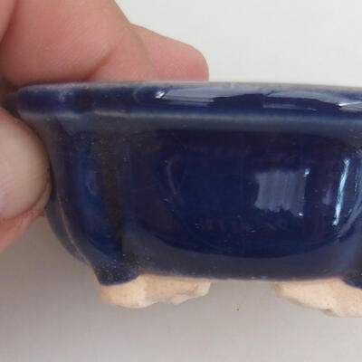 Bonsaischale aus Keramik 7,5 x 7,5 x 3 cm, Farbe blau - 2