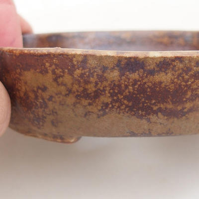 Keramische Bonsai-Schale 10,5 x 10,5 x 2,5 cm, braune Farbe - 2