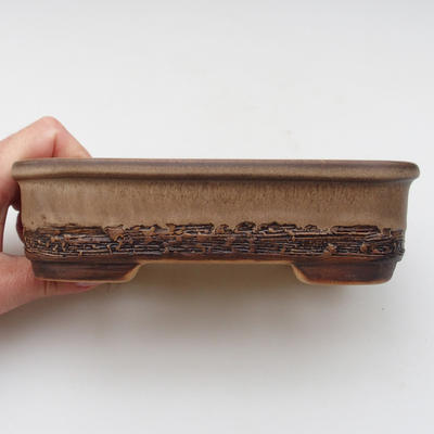 Keramik Bonsai Schüssel 17 x 11 x 5 cm, braune Farbe - 2