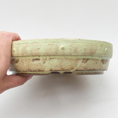 Keramik Bonsai Schüssel 20,5 x 20,5 x 5 cm, gelbe Farbe - 2
