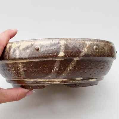 Keramik Bonsaischale 21,5 x 21,5 x 7 cm, Farbe braun - 2