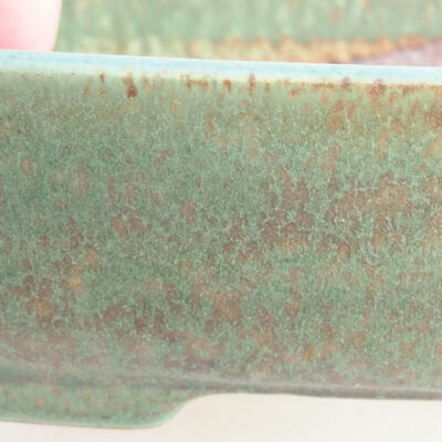 Bonsaischale aus Keramik 14,5 x 11,5 x 5,5 cm, Farbe grün - 2