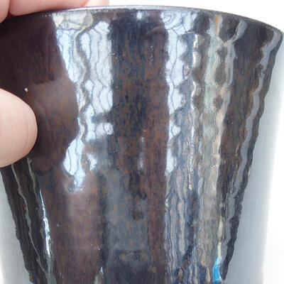 Bonsaischale aus Keramik 12 x 12 x 9,5 cm, Metallfarbe - 2