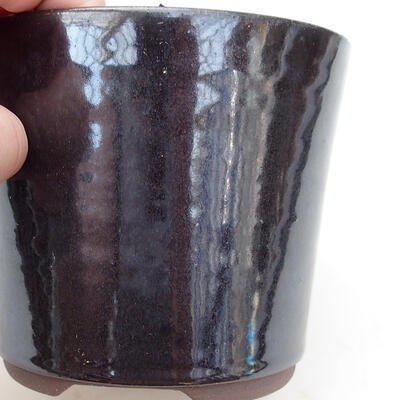 Bonsaischale aus Keramik 11 x 11 x 10 cm, Metallfarbe - 2