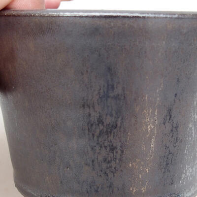 Bonsaischale aus Keramik 9,5 x 9,5 x 7,5 cm, Metallfarbe - 2