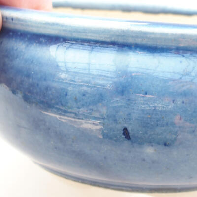 Keramische Bonsai-Schale 11 x 11 x 5,5 cm, Farbe blau - 2