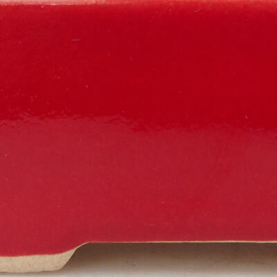 Keramik-Bonsaischale 11 x 9,5 x 3 cm, Farbe Rot - 2