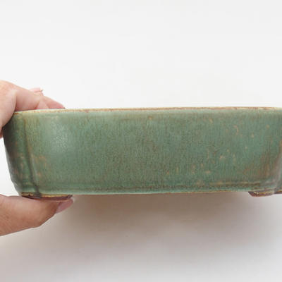Keramik Bonsaischale 18 x 12,5 x 5 cm, Farbe grün - 2