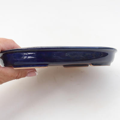 Keramik Bonsaischale 17,5 x 13,5 x 2 cm, Farbe blau - 2
