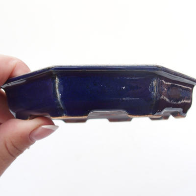 Keramik Bonsaischale 11,5 x 11,5 x 2 cm, Farbe blau - 2
