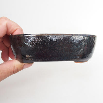 Keramik-Bonsaischale 12,5 x 8 x 3,5 cm, blauschwarze Farbe - 2