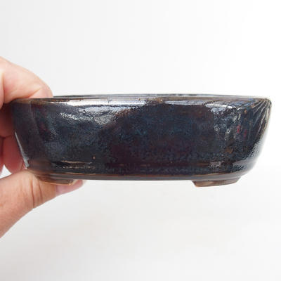 Keramik-Bonsaischale 12,5 x 8 x 3,5 cm, blauschwarze Farbe - 2