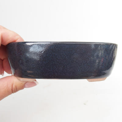 Keramik-Bonsaischale 12,5 x 8,5 x 3,5 cm, blauschwarze Farbe - 2