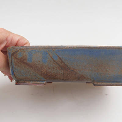 Keramik Bonsaischale 15,5 x 12,5 x 4,5 cm, braun-blaue Farbe - 2